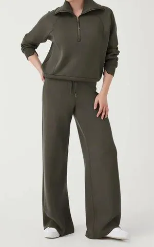 SPANX Air Essentials High Rise Wide Leg Sweatpants Green XL Tall thumbnail 1