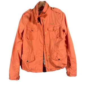 Coogi Jacket Womens Size M Orange‎ Studded Hood Casual Full Zip Australia Cotton thumbnail 1