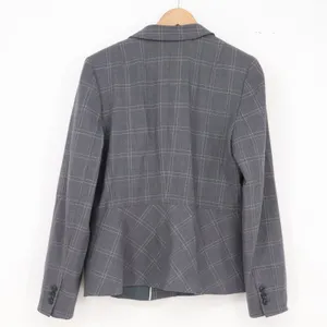 Banana Republic Wool Blazer Womens 14 Plaid Grey Peplum Back Excellent thumbnail 4