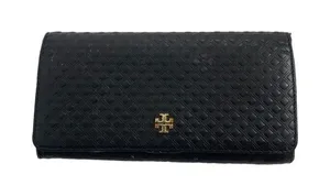 Tory Burch Marion Embossed black leather long envelope wallet thumbnail 1