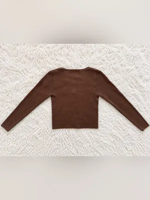 Rare Y2K Brandy Melville Collin Ribbed Cardigan – Brown thumbnail 6