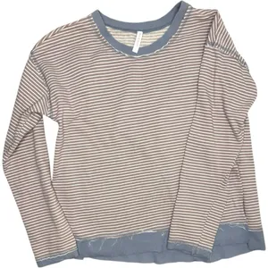 Mia & Tess Collegiate Crewneck Striped long sleeve knit sweatshirt jersey Large thumbnail 4
