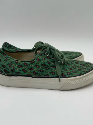 Esprit Vtg 90s Canvas Low Top Sneakers Green w/paisley AOP Print Women’s Sz 6 thumbnail 5