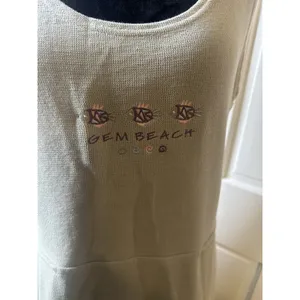 Vintage Jumper Dress Modest Long Cotton Embroidered Fish “Gem “Beach” Size Large thumbnail 4