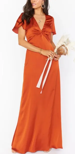 Show Me Your Mumu Burnt Orange Luxe Satin Bridesmaid Dress - Rome Twist Gown thumbnail 1