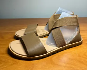 Sorel Ella Strappy Leather Ankle Strap Elastic Tan Beige Sandals Casual 6.5‎ thumbnail 1