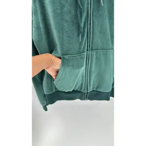 Pink Victoria’s Secret Y2K green velvet full zip hoodie size M casual athleisure thumbnail 5