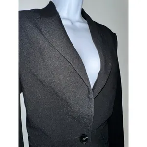 Black‎ Blazer Grey Lab Cropped Shirt Layered Look Career Jacket Size S thumbnail 3