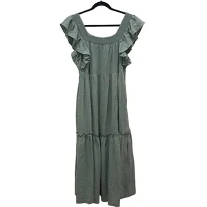 Mustard Seed Seafoam Green Smocked Ruffle Tiered Maxi Dress thumbnail 2