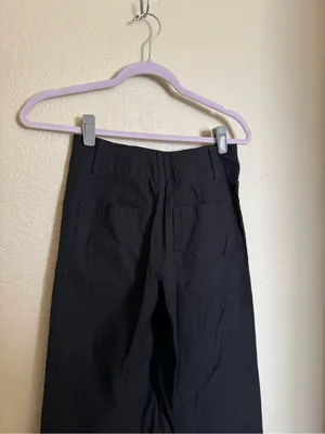 Maeve Anthropologie Colette Cropped Wide-Leg Pants in Black Size 25 Linen Cotton thumbnail 8