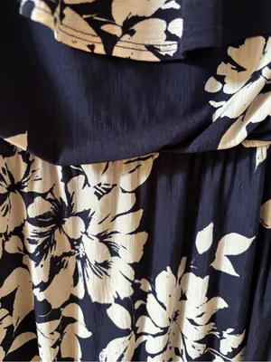 Three Hearts Navy and White Floral Ruffle Maxi Dress thumbnail 3