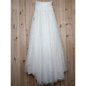 NWT Lulus Blissful Forever White Tulle Lace Strapless Pleated Maxi Dress Size M thumbnail 7