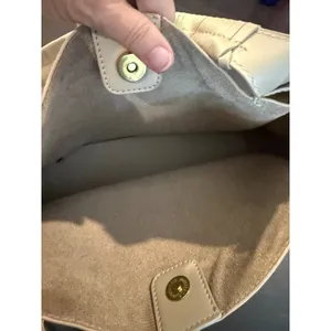 Melie Bianco Structured Handbag‎ Purse Beige Vegan Leather Whipstitch Handle thumbnail 7