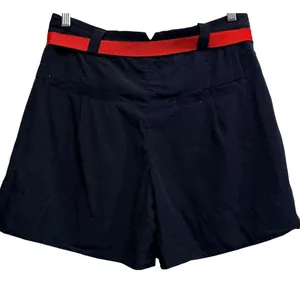 Free People Perfect Prep Pleated Stripe‎ Trouser Shorts Navy Blue 8 Sold Out thumbnail 5