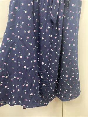 Hollister Slip Dress Small Navy Floral Lace Bow Accent Babydoll Small Open Back thumbnail 7