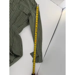 ASOS Shirt Dress Olive Green Pinstripe Maxi SZ 0 Safari Scandi Utility Military thumbnail 15