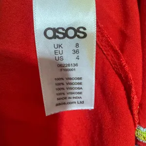 ASOS Red Embroidered Floral Mini Dress V-Neck Ruffle Sleeve Boho Shift US 4 thumbnail 7