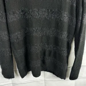 Joseph A Womens size Large Black Knit Eyelash Mixed Media Sweater thumbnail 4