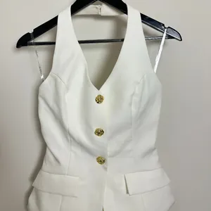 RARE LONDON Halter Neck Suiting Minidress in Ivory Size US 2 thumbnail 4