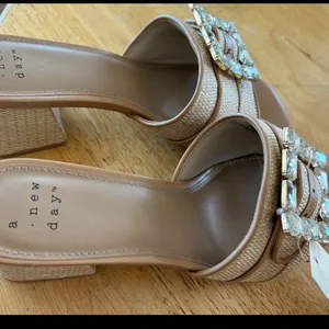 A New Day Beige Mules with Crystal Buckle rattan size 10 thumbnail 3