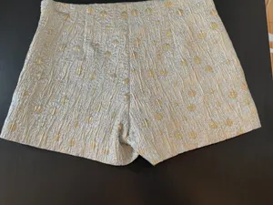 Trina Turk Metallic Brocade Shorts Gold & Silver with Hot Pink Lining Size 0 thumbnail 7