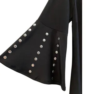 C Est 1946 Shift‎ Dress Black Studded Bell Sleeve Edgy Women Small NWT thumbnail 4