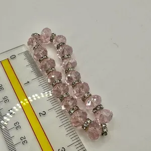 Pink crystal stretchy bracelet thumbnail 7