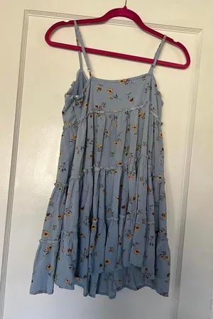 Altar’d State Chic Floral Tiered Dress - Light Blue Size Small thumbnail 6