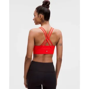 Lululemon Energy Bra Longline Red Strappy Sports Bra LW2EB9S Size 6 thumbnail 2