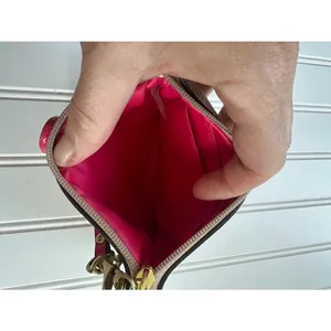 Coach Peyton Signature Brown Pink‎ Wristlet Wallet Gold Logo Zip Closure thumbnail 6