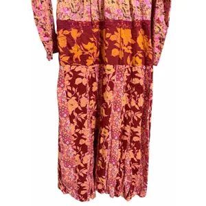 Free People‎ Tilda Wrap Dress Firebrick Floral Women's Size Medium thumbnail 6