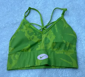 Nike Womens Green Athleisure Luxe Strappy Sports Bra Padded Sz XS Workout Cheer thumbnail 1