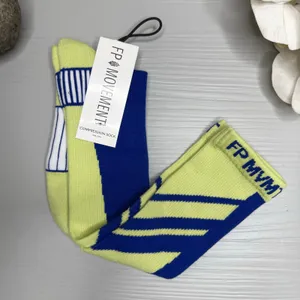 Free People knee high socks blue yellow compression socks thumbnail 1
