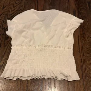 Altar'd State White Smocked Ruffled Blouse thumbnail 3