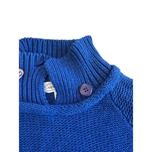 Vintage GAP Royal Blue Shaker Knit Sweater Button Neck Women’s size Medium 80s thumbnail 10