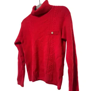 SK & Company Women's Red Angora Wool Cable Knit Turtleneck Sweater M thumbnail 3