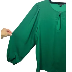 J.Crew Womens Green Keyhole‎ Balloon Sleeve Blouse Top Medium Solid Long Sleeve thumbnail 7