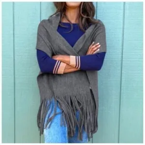 Lucky Brand Heather Dark Grey Brushed Knit‎ Fringe Long Scarf Soft Wrap New NWT thumbnail 9