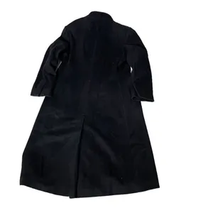 JULES MILLER Black Coat Blue Collar Lapel Fully Lined Midi Length VINTAGE thumbnail 7