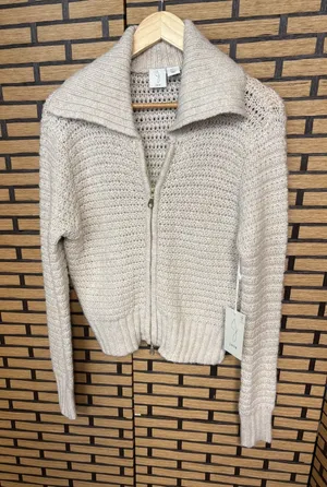 Joie Tan Zip‎ Up Sweater Size Small thumbnail 1