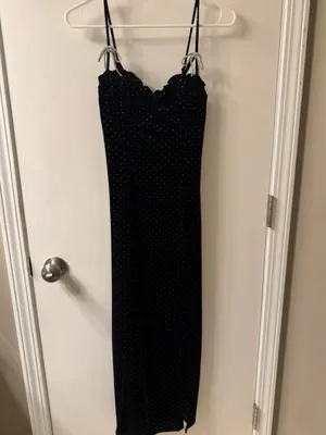 Altar'd State Black Velvet Polka Dot Sweetheart Slip thumbnail 3