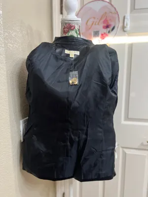 NWOT Michael Kors Faux Leather Double Breasted Blazer Black Size 8 thumbnail 5