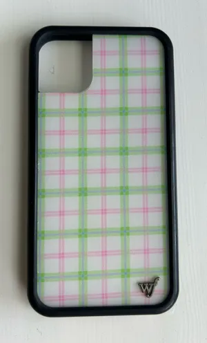 Pink and green plaid wildflower case thumbnail 1