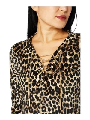new MICHAEL Michael Kors ☀︎︎ Cheetah Print Velour Dress ☀︎︎ Gold Hardware ☀︎︎ S thumbnail 3