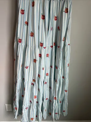 Sézane Blue Stripe Floral Tiered Maxi Dress Far36/US4 thumbnail 9