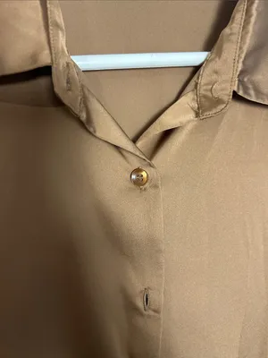 Amazon Satin Button-Up Blouse in Brown thumbnail 3
