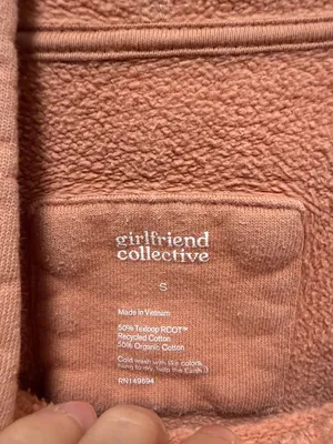 Girlfriend Collective 50/50 Pullover Hoodie in Blush Size Small thumbnail 3