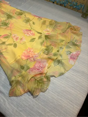 Vintage Dressbarn Yellow Floral Chiffon Midi Dress - Size 12 - NWT thumbnail 14