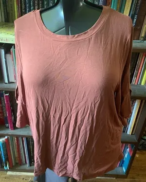 Z Supply burnt orange L relaxed knit normcore flutter sleeve basic tee thumbnail 1
