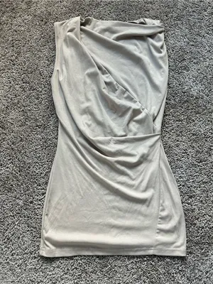 Micas Asymmetric One-Shoulder Mini Dress in Light Taupe thumbnail 3